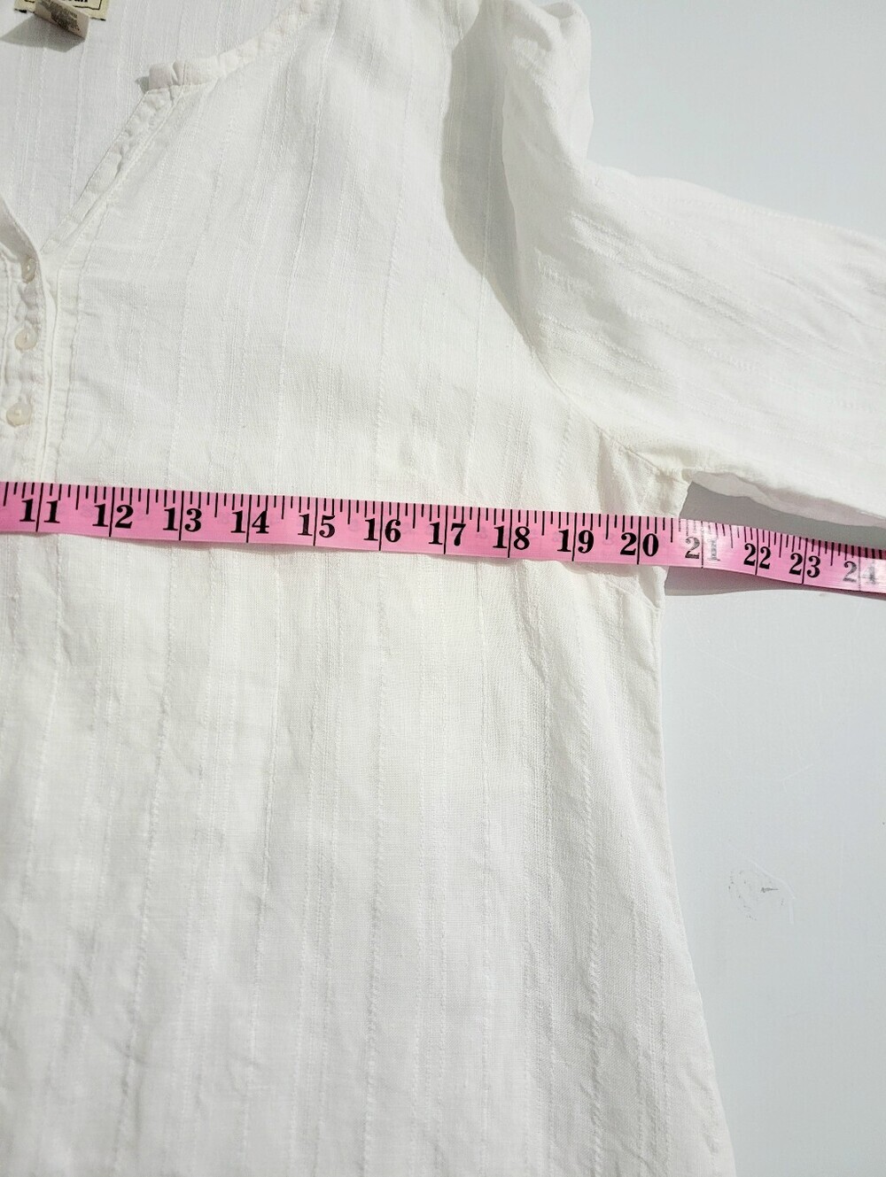L.L.Bean Women's 100% Linen Popover Tunic White Long Sleeve Size Large Classic - Picture 8 of 10